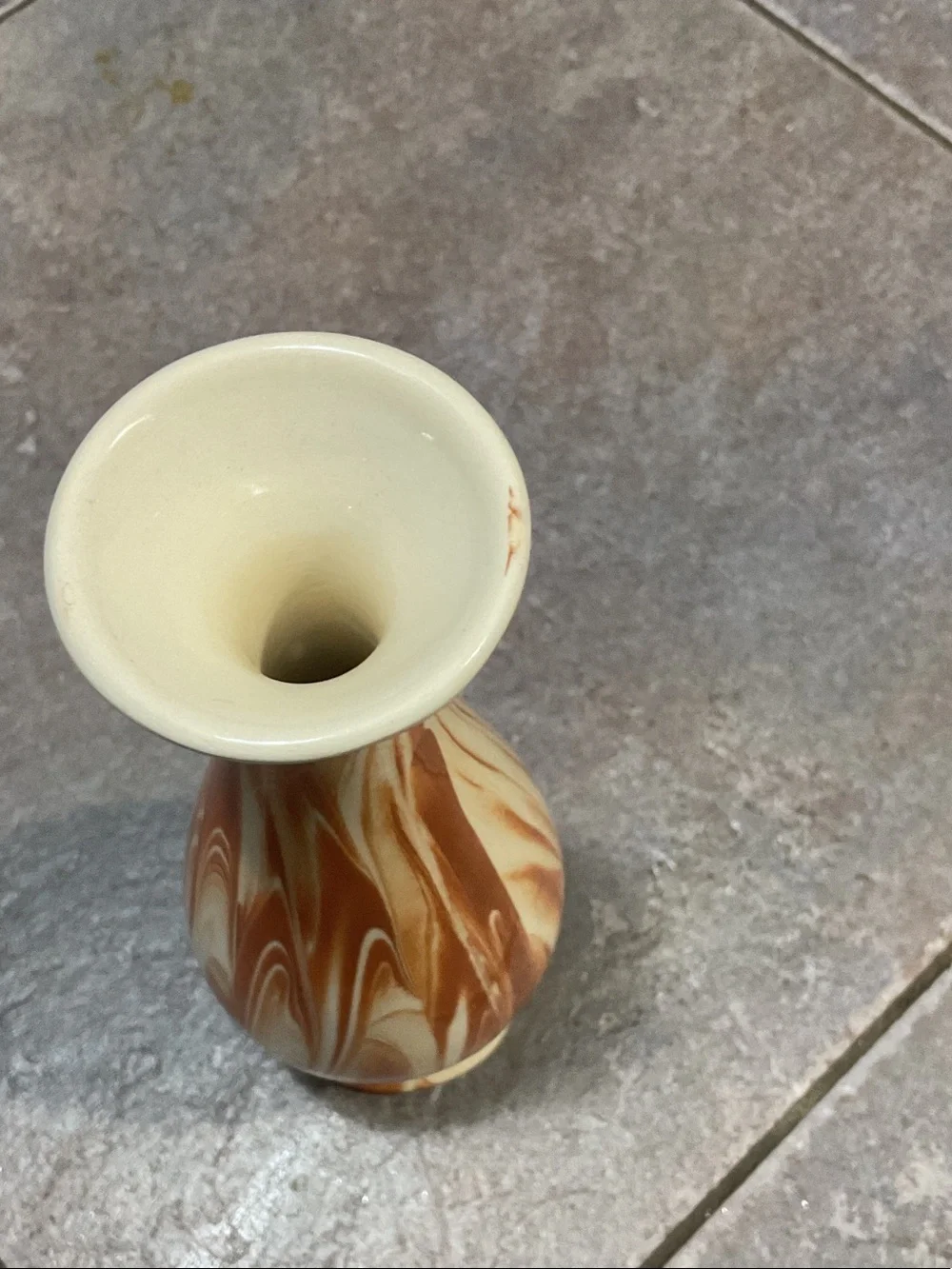 Marble Swirl Ceramic Bud Vase - Brown and Cream